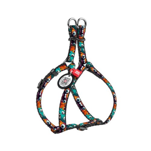 Шлея для котів WAUDOG Nylon з QR паспортом "Зубасті монстри" пластиковий фастекс XS (319-4048)