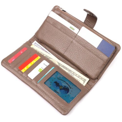 Портмоне Karya З натуральної шкіри Бежеве (20998)