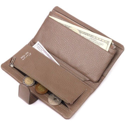 Портмоне Karya З натуральної шкіри Бежеве (20998)