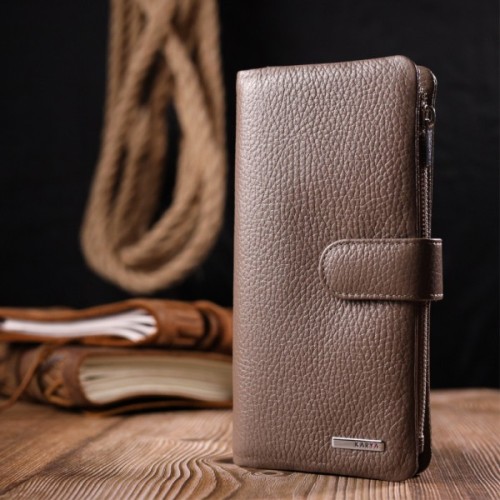 Портмоне Karya З натуральної шкіри Бежеве (20998)