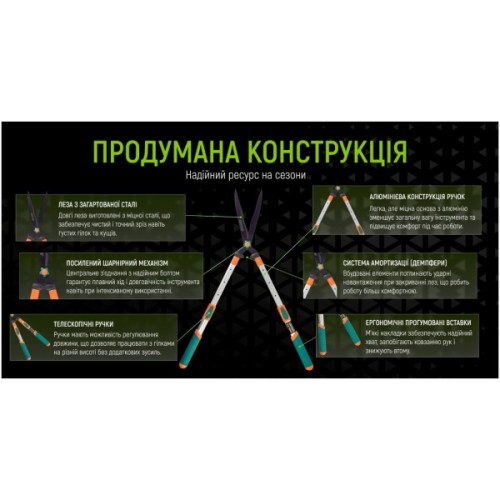 Ножиці садові Alloid Pro, телескопічні, 680–860мм (HS-102860)