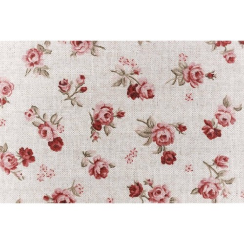 Скатертина Прованс непромокаюча Simfoni Червоні трояндочки на натюрель 120х136 см (033535)