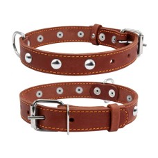 Нашийник для тварин Collar одинарний з прикрасами Ш 20 мм Д 32-40 см коричневий (01356)