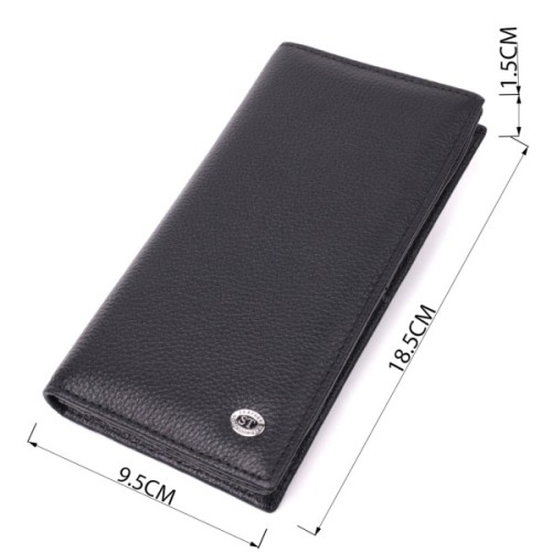 Гаманець ST Leather З натуральної шкіри Чорний (22538)