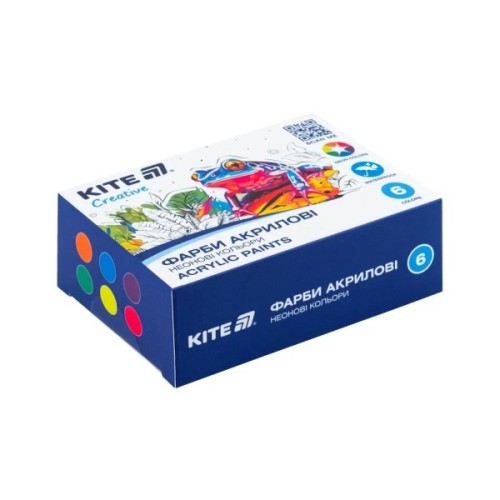 Акрилові фарби Kite Creative 6 неонових кольорів, 20 мл (K-274)