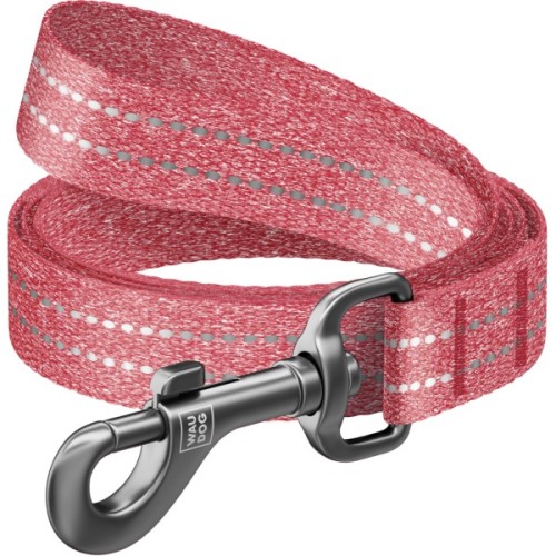 Повідець для собак WAUDOG Re-cotton світловідбивний L-XXL Ш 25 мм Д 500 см червоний (40173)