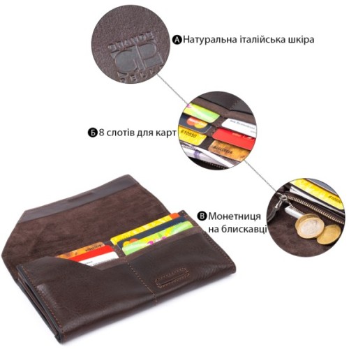 Портмоне Grande Pelle Шоколадне (11317)