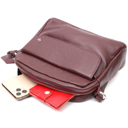 Сумка Grande Pelle Крос-боді з натуральної шкіри Бордова (11653)