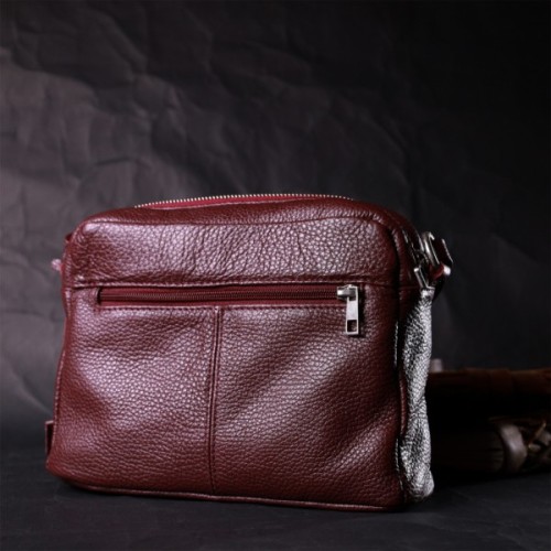 Сумка Grande Pelle Крос-боді з натуральної шкіри Бордова (11653)