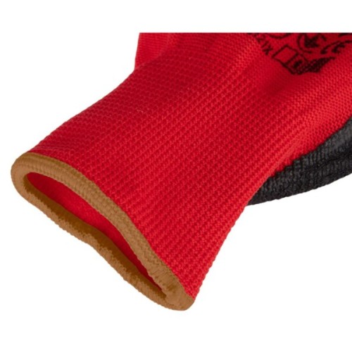 Захисні рукавиці Neo Tools комплект 12шт, поліестер з латексним покриттям, р.9, червоно-чорний (97-645-9)