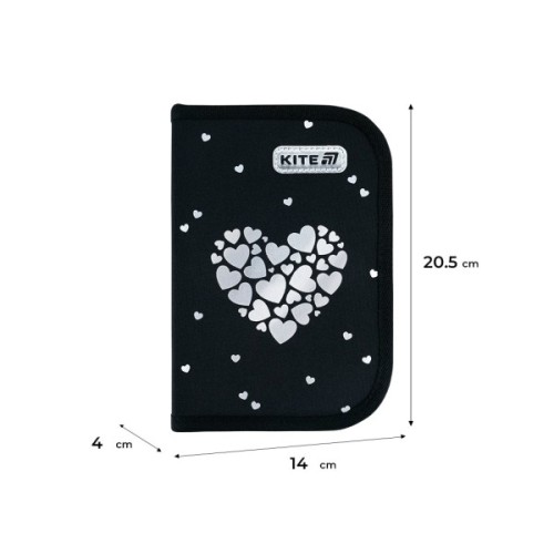 Пенал Kite Black&Silver 622, , без наповнення, 1 відділення, 2 відвороти (K26-622-5)