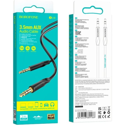Кабель мультимедійний 3.5mm M to 3.5mm M 1.0m black BOROFONE (6974443389166)