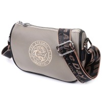 Сумка Vintage Жіноча з вишивкою на лицьовій стороні з натуральної шкіри Сіра (22626)