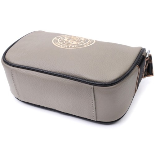 Сумка Vintage Жіноча з вишивкою на лицьовій стороні з натуральної шкіри Сіра (22626)