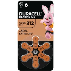 Батарейка Duracell для слухових апаратів розмір 312, 6 шт. в упаковці (5007516/5011449)
