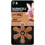 Батарейка Duracell для слухових апаратів розмір 312, 6 шт. в упаковці (5007516/5011449)