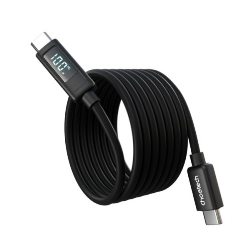 Дата кабель USB-C to USB-C 1.2m PD100W digital display silicone Choetech (XCC-1064)