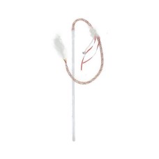 Іграшка для котів Hippie Pet Вудка з пір'ям на мотузці рожева 40 см (HIPCW19014RO)