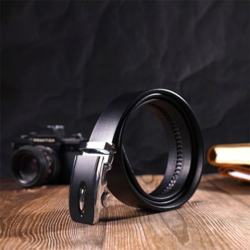 Ремінь Vintage З пряжкою автомат з натуральної шкіри Чорний (21465)