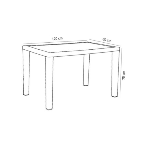 Стіл садовий Tilia Antares 80х120 см outglass, ніжки пластикові, кавовий (10772)