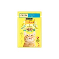 Вологий корм для кішок Purina Friskies шматочки у підливі з лососем 85 г (7613036962230)