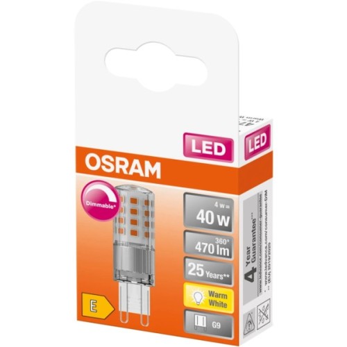 Лампочка Osram LED PIN40 DIM CL 4,4W/827_230V G9 (4058075432246)