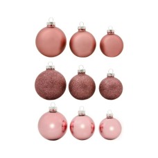 Ялинкова іграшка House Of Seasons Скляні кульки 42 шт D7 см D6 см D5 см Темно-рожеві (8720362102939)