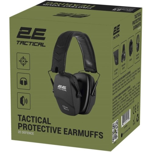 Тактичні навушники 2E Defence NRR 25 dB пасивні Black (2E-TPE016BK)