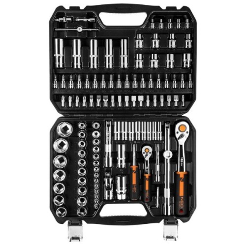 Набір інструментів Neo Tools 110шт, 1/2", 1/4", CrV, кейс (10-066)