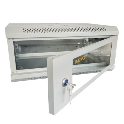 Шафа настінна GEAR 4U 19" 600x600x240 мм, + полка 19", grey (GWMSN-4U-600-600G)