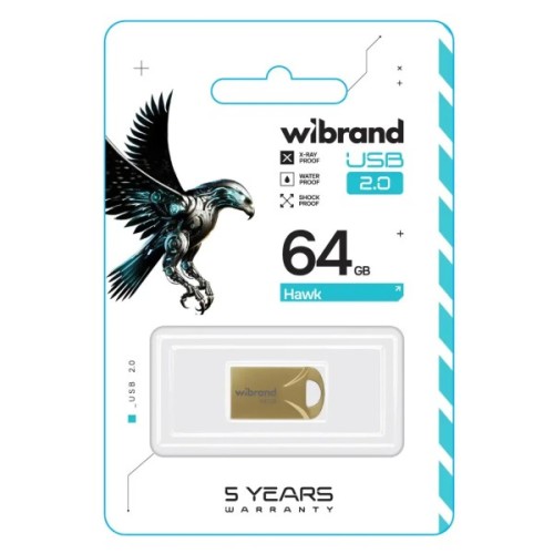 USB флеш накопичувач Wibrand 64GB Hawk Gold USB 2.0 (WI2.0/HA64M1G)