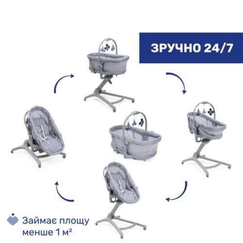 Ліжечко Chicco Колиска для новонародженого 5 в 1 Baby Hug Pro, сірий (87076.40)