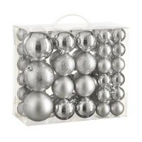Ялинкова іграшка House Of Seasons Кульки Пластик 46 шт D4 см D6 см D8 см Сріблясті (8720967923458)