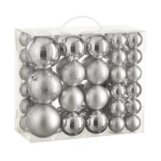 Ялинкова іграшка House Of Seasons Кульки Пластик 46 шт D4 см D6 см D8 см Сріблясті (8720967923458)