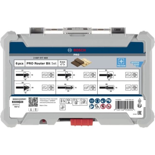 Набір фрез Bosch Professional кромкових фасонних, 8мм, 6шт (2.607.017.469)
