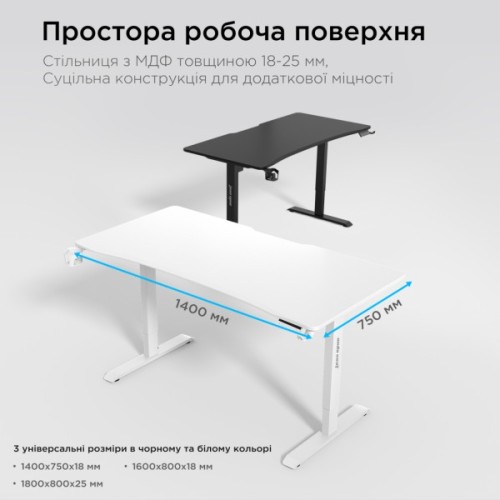 Комп'ютерний стіл Anda Seat Xtreme White (AD-D-DD1-1400-07-W)