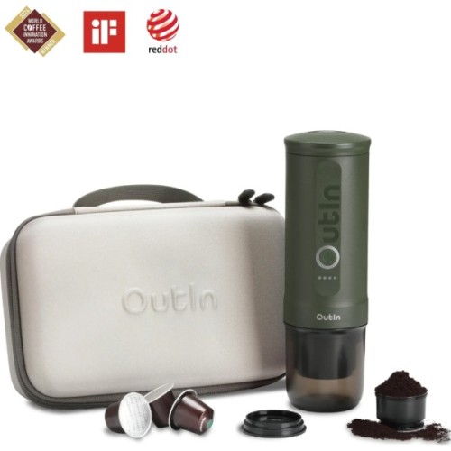 Портативна кавоварка Outin Nano Espresso Machine в дорожньому футлярі OTEM-01 Forest Green (OTEM-01-FG-BAG)