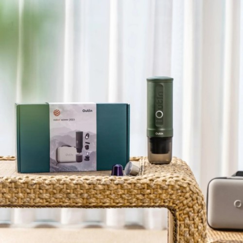 Портативна кавоварка Outin Nano Espresso Machine в дорожньому футлярі OTEM-01 Forest Green (OTEM-01-FG-BAG)
