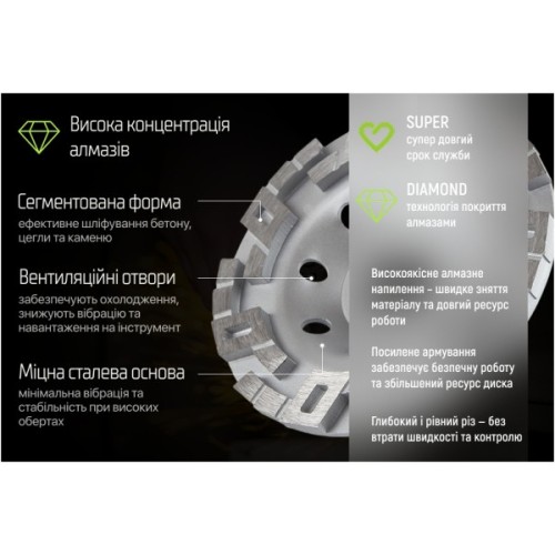 Круг зачистний Alloid Pro, алмазний, шліфувальний, Advanced Segment, 125мм (DG-3125AS)