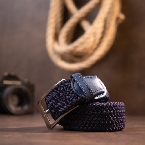 Ремінь Vintage Текстильний чоловічий Темно-синій (20526)