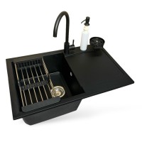 Мийка кухонна Adamant Horizon антрацит + змішувач + дозатор + ополіскувач склянок + кола (4824296106315)