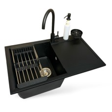 Мийка кухонна Adamant Horizon антрацит + змішувач + дозатор + ополіскувач склянок + кола (4824296106315)