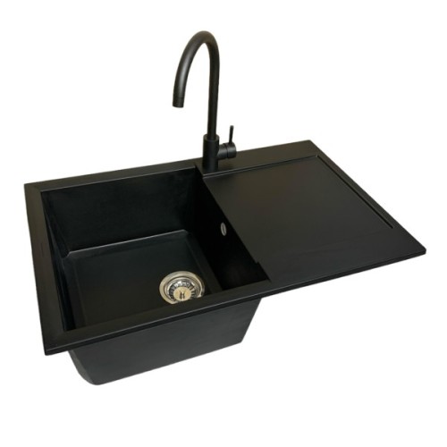 Мийка кухонна Adamant Horizon антрацит + змішувач + дозатор + ополіскувач склянок + кола (4824296106315)