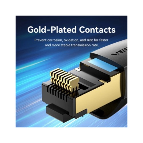 Патч-корд 15м, S/FTP cat 8 RJ-45 black Vention (IKABN)