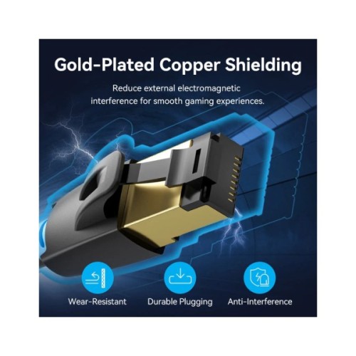 Патч-корд 15м, S/FTP cat 8 RJ-45 black Vention (IKABN)