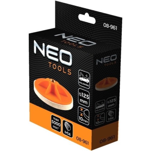 Диск полірувальний Neo Tools полірувальний, губка середньої твердості , M14, 125x10мм (08-961)