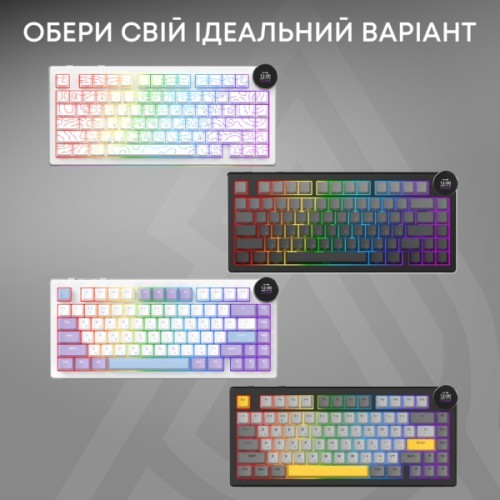 Клавіатура Ajazz AK820 V2 White Peach Switch Wireless/Bluetooth/USB UA Black/Gray (AK820-V2-WP-S-BG)