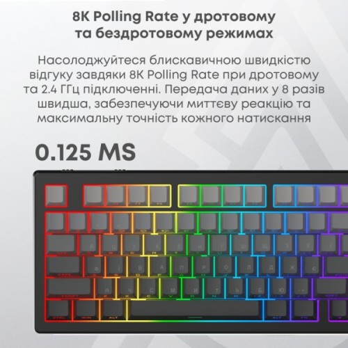 Клавіатура Ajazz AK820 V2 White Peach Switch Wireless/Bluetooth/USB UA Black/Gray (AK820-V2-WP-S-BG)
