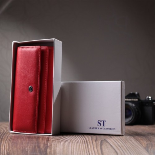 Гаманець ST Leather З натуральної шкіри Червоний (22695)