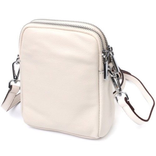 Сумка Vintage Жіноча невелика вертикальна на два відділення з натуральної шкіри Біла (22401)